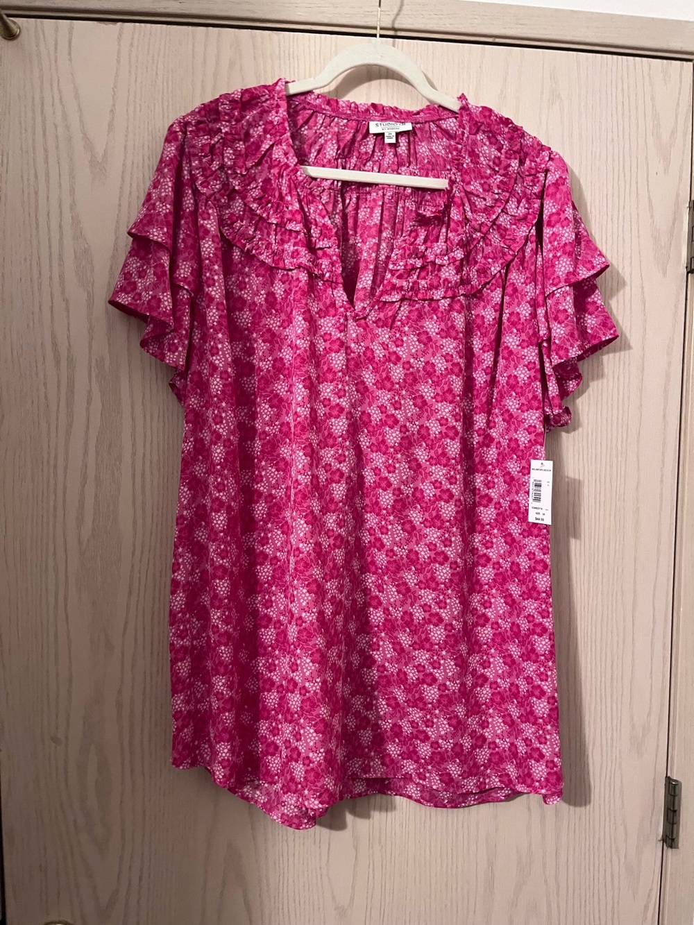 Studio B Stylish Fuchsia Ruffle-Trim Women's Top